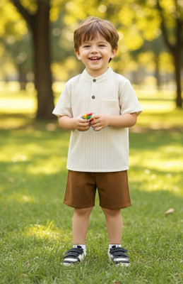 THESAT Baby Boys & Baby Girls Casual Shirt Shorts(CREAM)