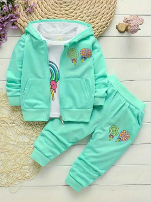 S.R AAYAT FASHION Baby Boys & Baby Girls Party(Festive) Jacket Track Pants(GREEN)