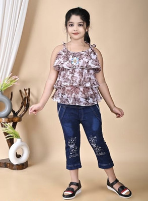 STAJMINADRESSES Girls Party(Festive) Top Pant(Purple)