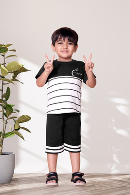 StyleDust Baby Boys & Baby Girls Casual T-shirt Capri(BLACK)