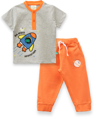 JusCubs Baby Boys Casual T-shirt Track Pants(Grey)