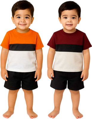 SEGRO Baby Boys & Baby Girls Casual T-shirt Shorts(ORANGE, MEHROON)
