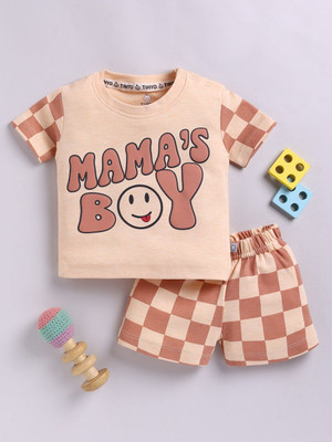 YK X Tinyo Boys & Girls Casual T-shirt Shorts(Beige)