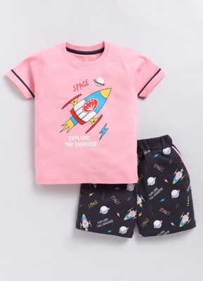 CUTOPIES Boys Casual T-shirt Shorts(ROSE)