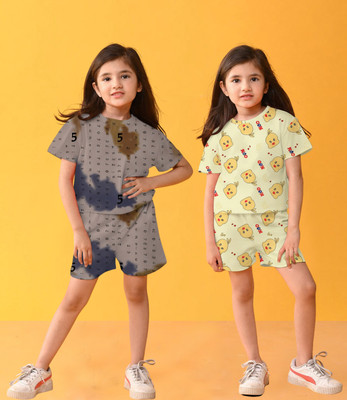 NVELIS Girls Casual T-shirt Shorts(Multicolor 1)