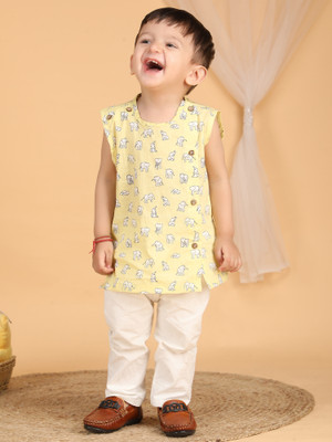 POLKA TOTS Baby Boys Casual Vest Pant(Yellow)