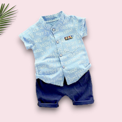 StyleDust Baby Boys & Baby Girls Casual Shirt Shorts(ALPHA_SKY_BLUE)