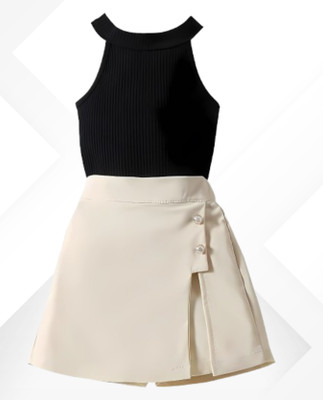 MENVVY TREND Baby Girls Party(Festive) Top Shorts(BLACK)