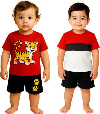SEGRO Baby Boys & Baby Girls Casual T-shirt Shorts(RED)