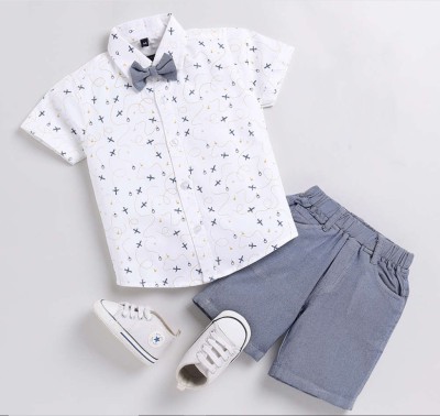 LUCCA JOICE Baby Boys & Baby Girls Party(Festive) Shirt Shorts(DN-1003____GREY)