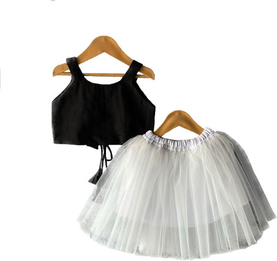 Paaridha Baby Girls Party(Festive) Top Skirt(Black, White)