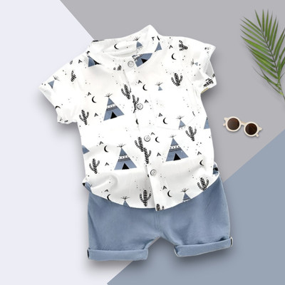 WinsKart Baby Boys & Baby Girls Party(Festive) Shirt Shorts(CLASSIC_GREY)