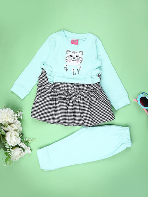 V-MART Baby Girls Casual Top Legging(Green)