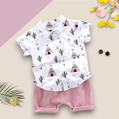 PROVOGUE Baby Boys & Baby Girls Party(Festive) Shirt Shorts(CLASSIC_PINK)