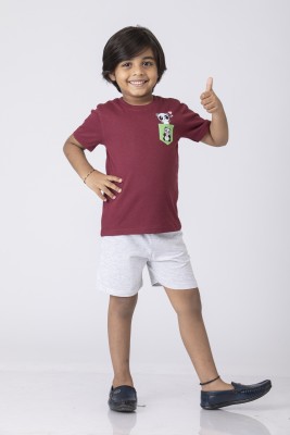 MR Feshion Boys Casual T-shirt Pyjama(MAROON/EGR)