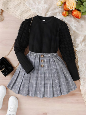BRWORLDCOLLECTION Baby Girls Casual Top Skirt(BLACK)