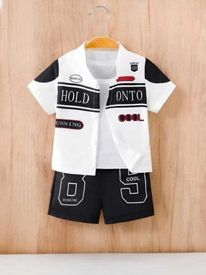 ELPIXIE FASHION Baby Boys & Baby Girls Party(Festive) Shirt Shorts(white, black)