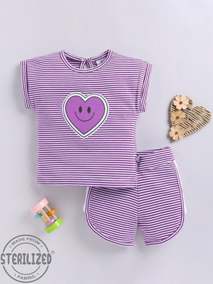 YK X Tinyo Boys & Girls Casual Top Shorts(Purple)