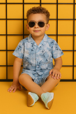 PROVOGUE Boys Casual Shirt Shorts(Blue)