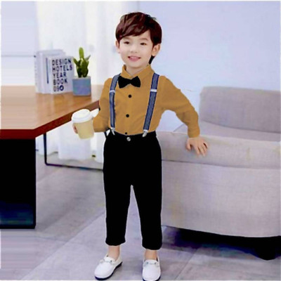 ULTRINA Boys Party(Festive) Shirt Pant, Suspenders, Bow Tie(MUSTARD)