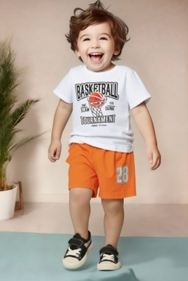 Cutevibe Baby Boys & Baby Girls Casual T-shirt Shorts(ORANGE)