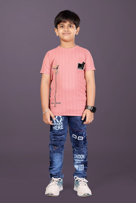 WONGVO Baby Boys Casual T-shirt Jeans(Pink)