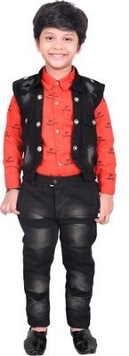 KIDZWING Boys Party(Festive) Shirt Pant, Jacket(Red)