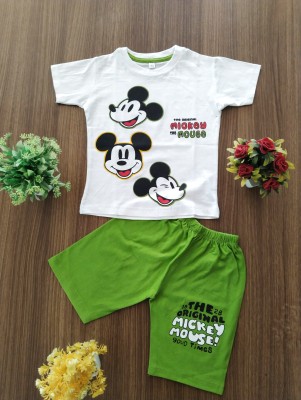 Mondal Creation Baby Boys Mickey Casual T-shirt Shorts(Mehendi green)