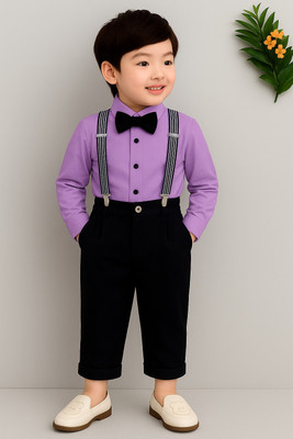 Bleckz Someck Boys Party(Festive) Shirt Pant(Purple)