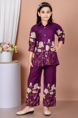 BAAQI Girls Party(Festive) Shirt Pant(PURPLE)