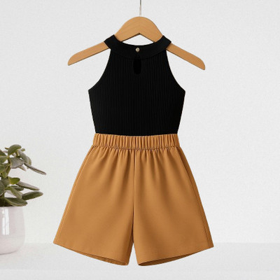 RIYANSHI Girls Casual Top Skirt(Black, Brown)
