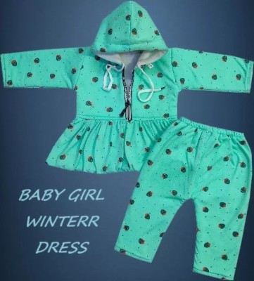 Fly Step Baby Girls Casual Dress Pyjama(Green)