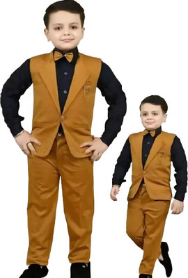 GUPTAECOMMERCE Boys Party(Festive) Waistcoat Bodysuit(YELLOW)