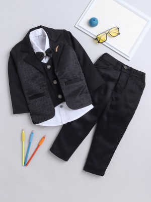 Fourfolds Baby Boys Party(Festive) Blazer Pant(Black)