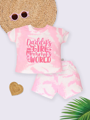 YK X Tinyo Boys & Girls Casual T-shirt Shorts(Pink)