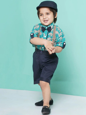 purplesky Baby Boys Party(Festive) Shirt Shorts(Sea Green)