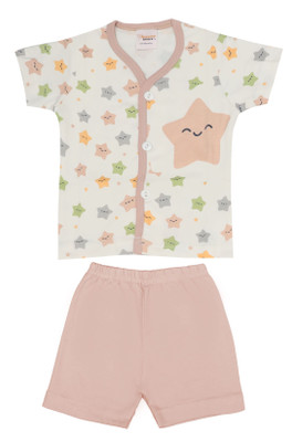 happiee bears Baby Boys & Baby Girls Casual Shirt Shorts(Brown)