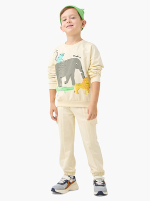 JUNIORS by Babyshop Baby Boys Casual T-shirt Track Pants(Beige)