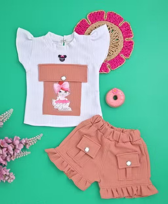 NAYSTADRESSES Baby Girls Party(Festive) Top Shorts(PEACH)