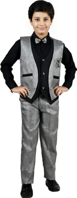 Go Berry Boys Party(Festive) Shirt Jeans, Bow Tie, Waistcoat(BLACK)