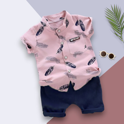 WinsKart Baby Boys & Baby Girls Party(Festive) Shirt Shorts(MORPANKH_PINK_BLUE)