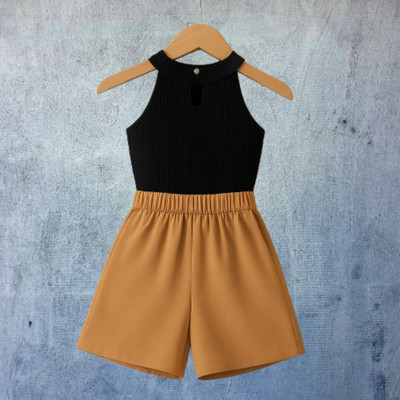 RIYANSHI Girls Casual Top Skirt(Black, Brown)