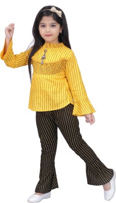 LINKKART FASHION Girls Party(Festive) Top Pant(Yellow)