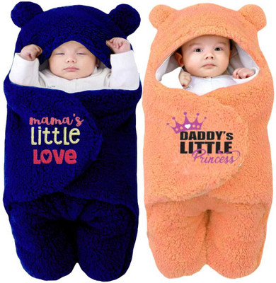 Swissberry Baby Boys & Baby Girls Casual Swaddle Sleepsuit(Navyblue & Peach)