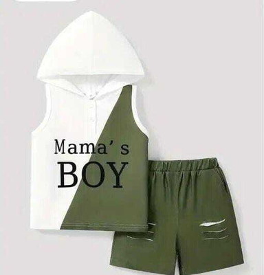 Z COLLECTION Baby Boys Casual T-shirt Shorts(Green, White)