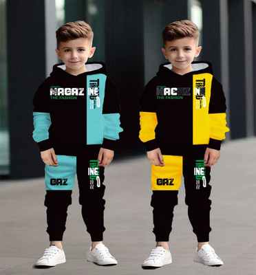HEYDALS Baby Boys & Baby Girls Casual T-shirt Track Pants(Light Blue-Yellow)