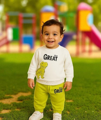 KicoCart Baby Boys & Baby Girls Casual T-shirt Pyjama(White)