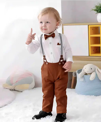 VARNIKA KIDS Baby Boys Party(Festive) Shirt Pant(WHITE)