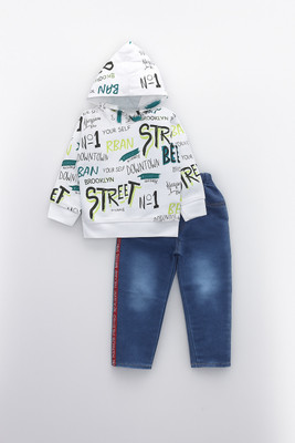 SHIRAZIKIDSWEAR Boys & Girls Casual T-shirt Jeans(White)