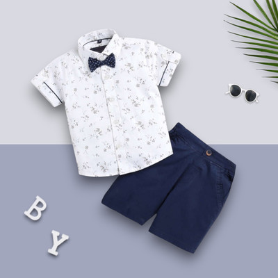 Glam elegance Baby Boys & Baby Girls Casual Shirt Shorts(1001_WHITE)